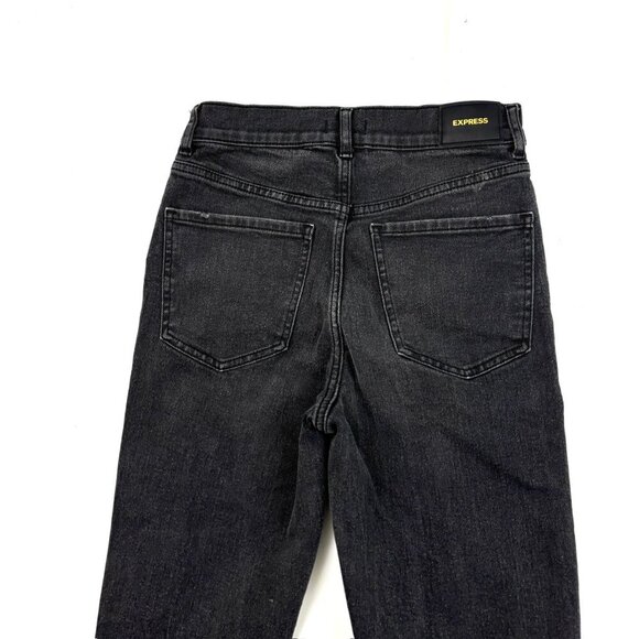 Express 90's Boot High Rise Distressed Women's size 0P Black Denim Jeans - Picture 4 of 4